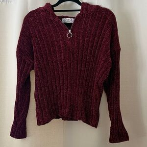 Women's Burgundy Hooded Sweater